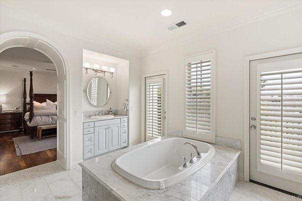 Bathroom, Bedroom, Interior, Marble, Recessed Lighting, Wood Texture Flooring
