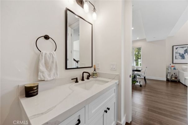 Bathroom, Interior, Recessed Lighting, Wood Texture Flooring