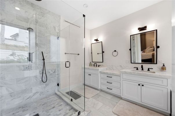 Bathroom, Dual Sink Vanities, Glass Shower, Interior, Recessed Lighting