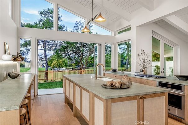 Interior, Kitchen, Pendant Lights, Stainless Steel Appliances, Wood Texture Flooring