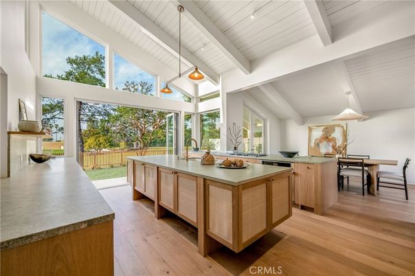 Dining room, Interior, Kitchen, Pendant Lights, Wood Texture Flooring