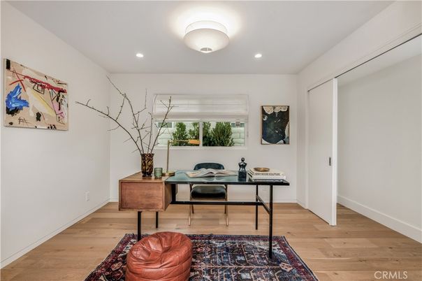 Home Office, Interior, Recessed Lighting, Wood Texture Flooring