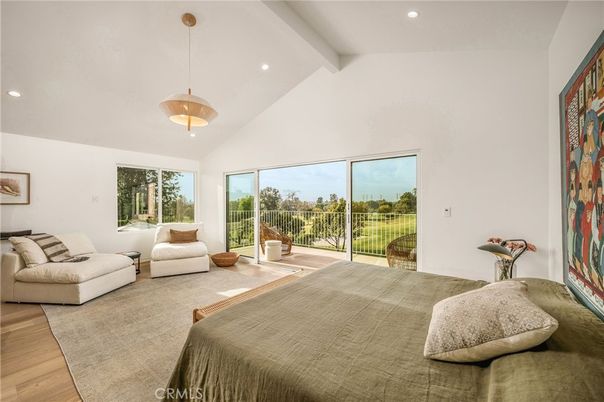 Bedroom, Interior, Pendant Lights, Recessed Lighting, Wood Texture Flooring