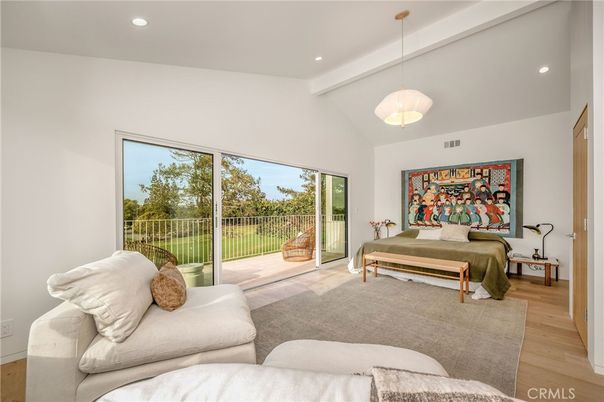 Bedroom, Interior, Pendant Lights, Recessed Lighting, Wood Texture Flooring