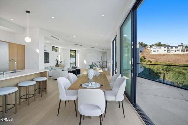 Dining room, Interior, Kitchen, Living room, Pendant Lights, Recessed Lighting, Wood Texture Flooring