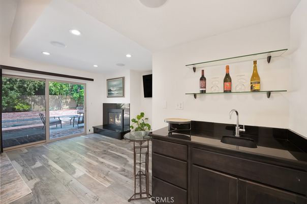 Fireplace, Interior, Recessed Lighting, Wood Texture Flooring