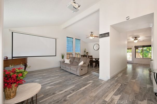 Dining room, Interior, Projection Screen, Wood Texture Flooring