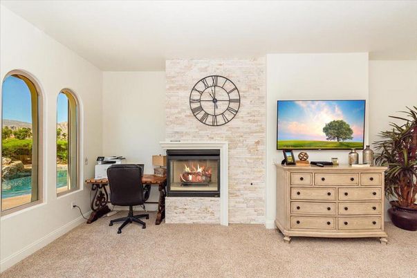Fireplace, Home Office, Interior, Stone Walls