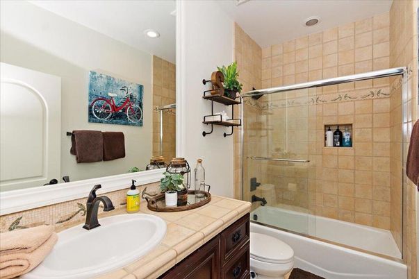 Bathroom, Glass Shower, Interior, Recessed Lighting, Tile Countertops