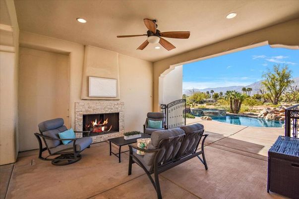 Fireplace, Interior, Living room, Pool, Recessed Lighting