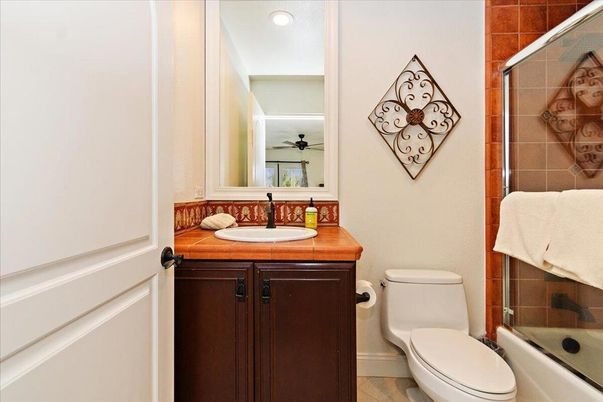 Bathroom, Interior, Recessed Lighting, Tile Countertops