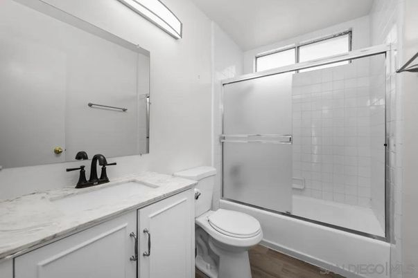 Bathroom, Glass Shower, Interior, Wood Texture Flooring