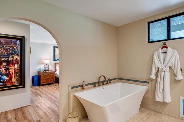 Bathroom, Free Standing Baths, Interior, Wood Texture Flooring