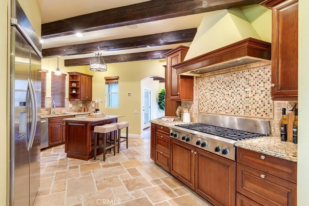 Interior, Kitchen, Pendant Lights, Recessed Lighting, Stainless Steel Appliances, Wooden Beams