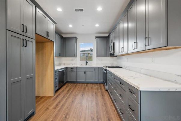 Interior, Kitchen, Recessed Lighting, Wood Texture Flooring