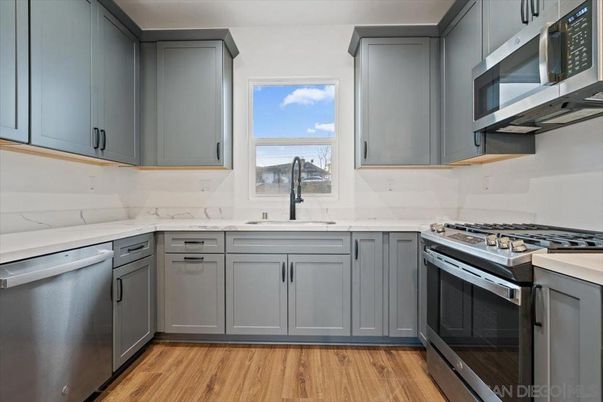 Interior, Kitchen, Stainless Steel Appliances, Wood Texture Flooring