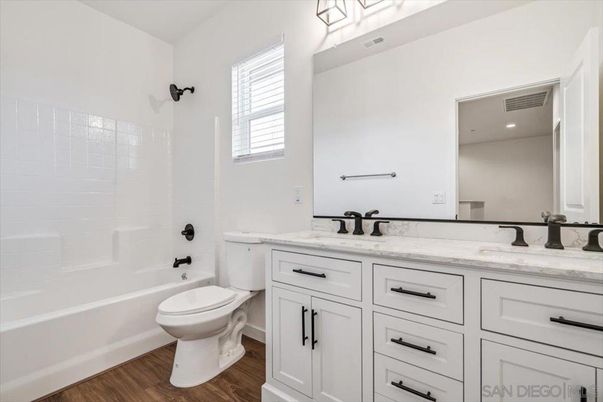 Bathroom, Interior, Recessed Lighting, Wood Texture Flooring