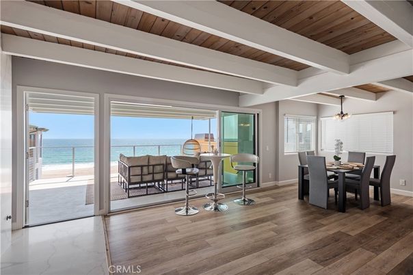 Chandelier, Dining room, Interior, Pendant Lights, Water, Wooden Ceilings, Wood Texture Flooring