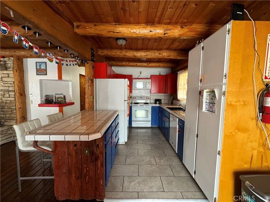 Interior, Kitchen, Tile Countertops, Wooden Beams, Wooden Ceilings