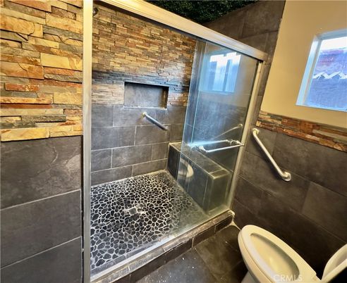 Bathroom, Glass Shower, Interior, Stone Walls