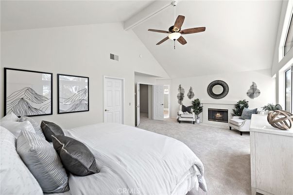 Bedroom, Fireplace, Interior