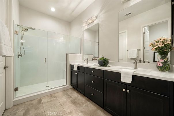 Bathroom, Dual Sink Vanities, Glass Shower, Interior, Recessed Lighting