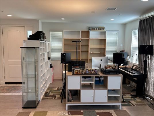 Home Office, Interior, Recessed Lighting, Wood Texture Flooring