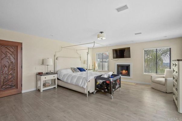 Bedroom, Fireplace, Interior, Wood Texture Flooring