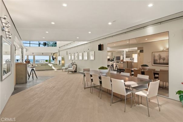 Dining room, Interior, Living room, Pendant Lights, Recessed Lighting, Water, Wood Texture Flooring