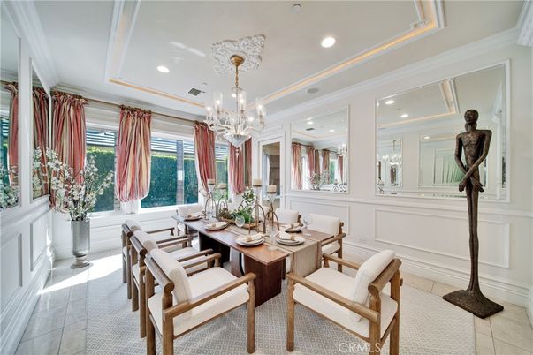 Chandelier, Dining room, Interior, Recessed Lighting