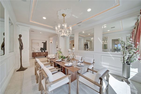 Chandelier, Dining room, Interior, Recessed Lighting
