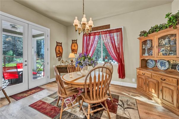 Chandelier, Dining room, Interior, Wood Texture Flooring