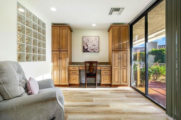 Home Office, Interior, Recessed Lighting, Wood Texture Flooring