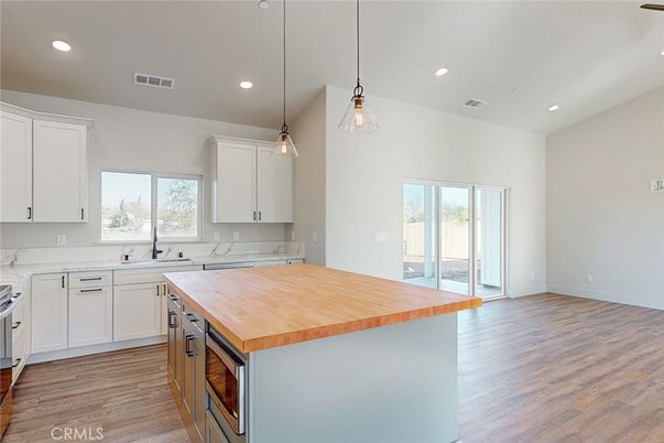 Interior, Kitchen, Pendant Lights, Recessed Lighting, Wood Texture Flooring