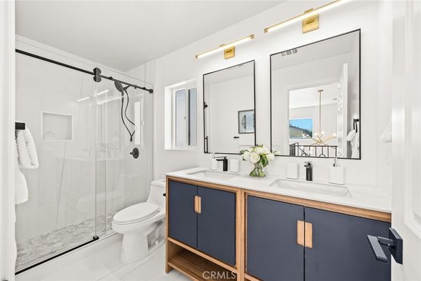 Bathroom, Dual Sink Vanities, Glass Shower, Interior