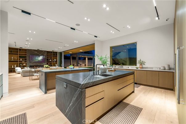 Interior, Kitchen, Living room, Recessed Lighting, Wood Texture Flooring