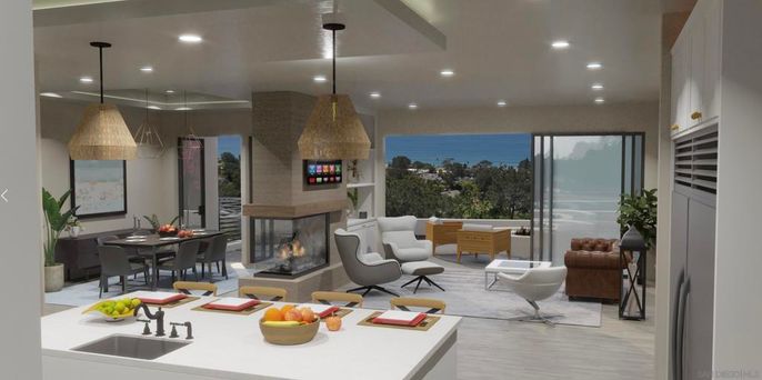 Dining room, Fireplace, Interior, Living room, Pendant Lights, Recessed Lighting