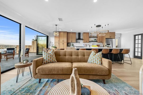 Interior, Kitchen, Living room, Pendant Lights, Recessed Lighting, Stainless Steel Appliances, Wood Texture Flooring