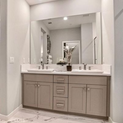 Bathroom, Dual Sink Vanities, Interior, Marble, Recessed Lighting