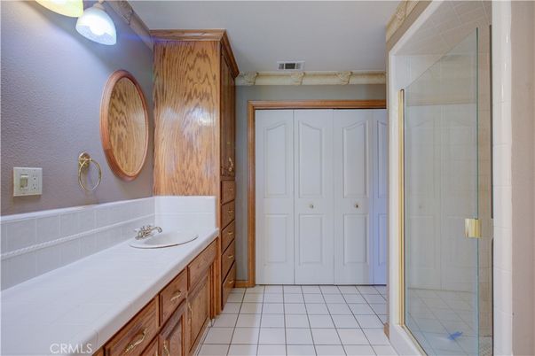 Bathroom, Dual Sink Vanities, Glass Shower, Interior, Tile Countertops