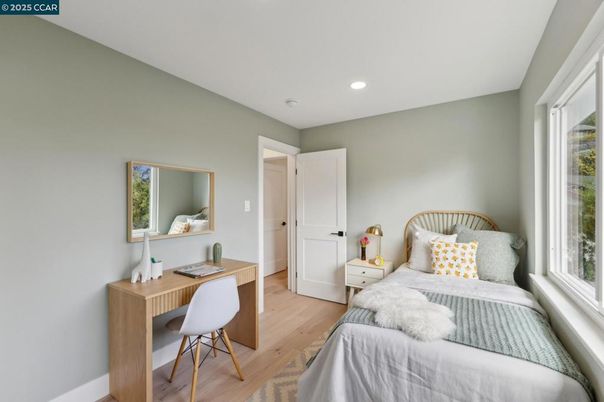 Bedroom, Home Office, Interior, Recessed Lighting, Wood Texture Flooring