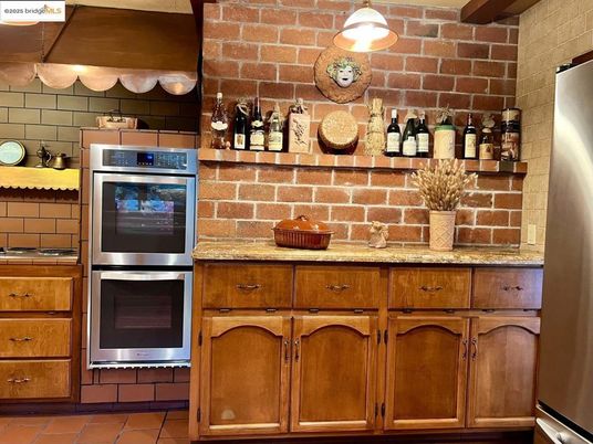 Interior, Kitchen, Stainless Steel Appliances, Stone Walls