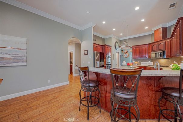Interior, Kitchen, Pendant Lights, Recessed Lighting, Wood Texture Flooring
