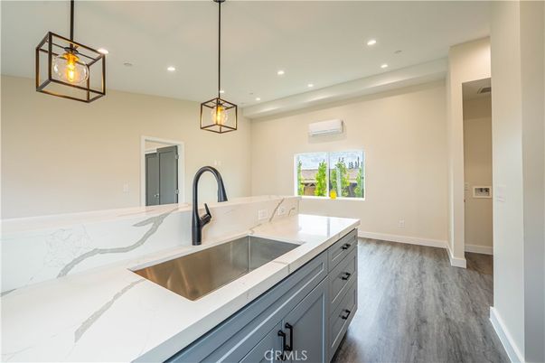 Interior, Kitchen, Pendant Lights, Recessed Lighting, Wood Texture Flooring