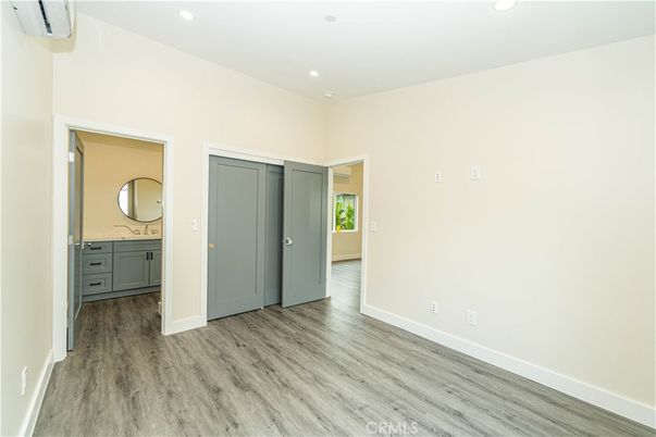 Bathroom, Empty room, Interior, Recessed Lighting, Wood Texture Flooring