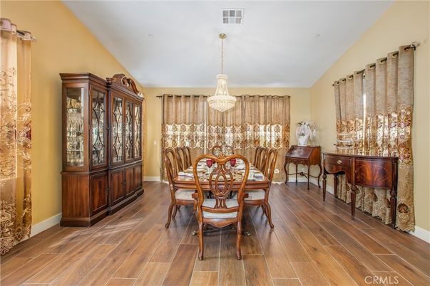Chandelier, Dining room, Interior, Wood Texture Flooring