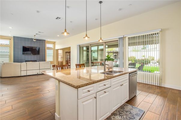 Dining room, Interior, Kitchen, Living room, Pendant Lights, Recessed Lighting, Wood Texture Flooring