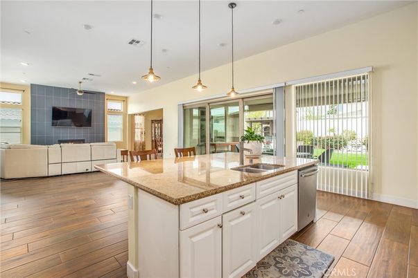 Dining room, Interior, Kitchen, Living room, Pendant Lights, Recessed Lighting, Wood Texture Flooring