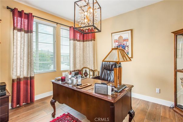 Chandelier, Home Office, Interior, Wood Texture Flooring