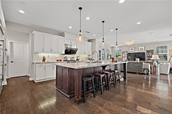 Interior, Kitchen, Living room, Pendant Lights, Recessed Lighting, Stainless Steel Appliances, Wood Texture Flooring